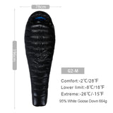 Series White Goose Down Mummy Camping Sleeping Bag Ultralight Baffle Design Outdoor Hiking Nylon Sleeping Bag