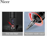 Wireless Tattoo Machine Pen German Motor 1950mAh Lithium Battery Fast Charge Mute Vibration High-Definition LCD Screen Display