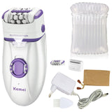 Kemei 3in1 electric epilator for women shaver leg body hair removal facial lady bikini trimmer epilator for face rechargeable
