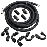 Length 5M AN10  Nylon Braided Fuel Hose Oil Gas Cooler Hose Line Pipe Tube with 10PCS 0/45/90/180 Degree Hose End Fitting Kit