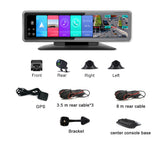 Dash Cam 4G Android 9.0 Car DVR 12" Full Touch 360 Panoramic Camera Rear View Mirror 4CHs WiFi ADAS GPS Navigation Bluetooth