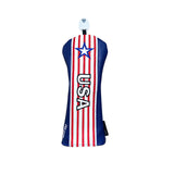 Golf Wood Cover USA Stripes For Driver Fairway Hybrid Waterproof Protector Set PU Leather Golf Headcover Soft Durable Number Tag