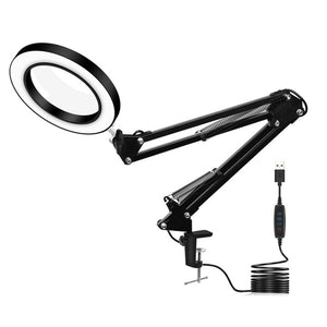 10X Magnifier LED Lamp Magnifying Glass Desk Table Light Reading Lamp With Clamp Optical Instruments