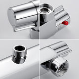 Bath Shower Faucet Thermostatic Faucets Wall Mounted Mixer Valve Tap Temperature Control Rain Shower Chrome Bathroom Twin Outlet