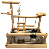 Pet Parrot Play Stand with Cup Bird Toys Tray Swing Climbing Hanging Ladder Bridge Wood Cockatiel Playground Bird Perches Budgie