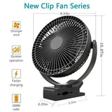 8-Inch Rechargeable Battery Operated Clip On Fan Air Circulating Usb Fan Portable For Outd Camping Tent Beach Or Car