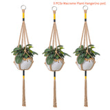 3pcs Woven Home Decor Simple Office Garden Handmade Cotton Linen Flowerpot Indoor Outdoor Macrame Plant Hanger Door Wall