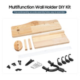 Multifunction Guitar Hanger DIY Kit Wooden Wall Mounted Hanger Shelf with 4 Hooks Pick Holder Screw Fixed for Acoustic Guitar