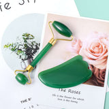 Hot style hot spot jade roller massage device green dongling horn scraping plate roller set jade scraping