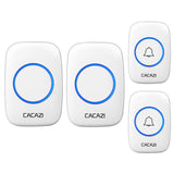 CACAZI Wireless Doorbell A10 DC Battery-operated 300M Range 38 Chimes Waterproof Home Cordless Flash Door Bell White