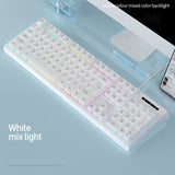 Pink Blue Gaming Keyboard Mechanical Feel Wired USB RGB Backlit Color Matching 104 Keys Keyboards for PC Home Office Gamer