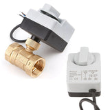2 Pcs Ac220V 2 Way 3 Wires Motorized Ball Valve Electric Actuator with Manual Switch , Dn15 &amp; Dn20