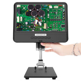 AD208 8.5 Inch LCD Screen 5X-1200X Digital Microscope 1280 * 800 Adjustable 1080P Ranges Welding Tool Microscope with Battery