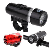 Waterproof Bike Bicycle Lights 5 LEDs Bike Bicycle Front Head Light + Safety Rear Flashlight Headlight Accessory Bicycle Lights