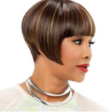 Wig female bob short straight hair mixed color chemical fiber wig headgear