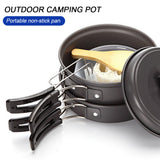 8pcs Camping Cookware Set Outdoor Hiking Cooking Picnic Bowl Pot Pan Cooking Tools Kit 1-2 Person Camp Accessories