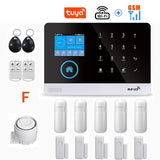 Wireless WIFI GSM Home Security Alarm System For Tuya Smart Life APP With Motion Sensor Detector Compatible With Alexa &amp;