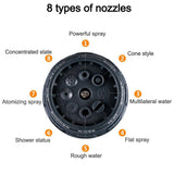 8 Pattern Garden Water Gun Hose Nozzle Mutifunctional Household Car Washing Yard Water Sprayer Pipe Tube Nozzle Sprinkle Tools