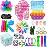 Popite Dimple Fidget Toys Set Box Pushs Bubble Fidget Toys Pack Children Adult Sensory Popete Game Kit Stress Reliever Toy