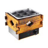 Commercial 9 Grid Oden Cooking Machine Wooden Box Electric Heating Multi-function Spicy Hot Pot String Skewered Meatball Machine