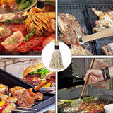1 Pack Grill Basting Mop Wooden Long Handle with 9 Extra Replacement Heads,BBQ Basting Mop for Grilling Barbecue Cooking