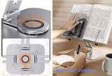 Desktop Reading Book Holder Stand Base 360° Rotation Alunimum + Wood Design Tablet Stand Adjustable Multifunction Laptop Stand