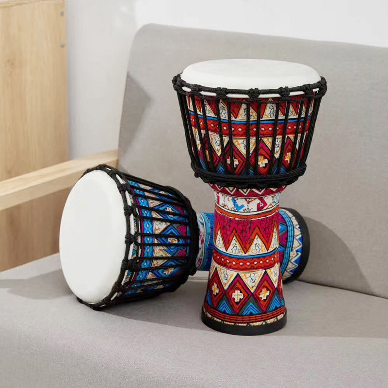 8 Inch Portable African Drum Djembe Hand Drum with Colorful Art Patterns Percussion Musical Instrument