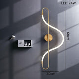 Nordic Linear Led Wall Lamp Art Deco Bedroom Hotel Bedside Modern Led Stave Wall Light Home Deco Gold Wall Sconce Mounted Wall