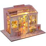 DollHouse Miniature Doll With LED Light House Creative Hand-assembled Small Shop Model Children toy gift Miniature Wood House