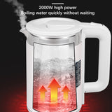High Boron Glass Electric Tea Kettle, Water Boiler &amp; Heater, 2 L, Auto-Shut off and Boil-Dry Protection, White/Black