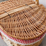 4X Country Style Wicker Picnic Basket Hamper With Lid And Handle &amp; Liners For Picnics, Parties And Bbqs