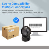 1D 2D QR Desktop Wired Barcode Scanner Platform Hands-Free Automatic Sense Reader Compatible with Window Android System