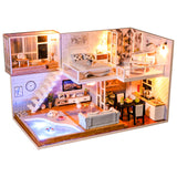 Assemble DIY Wooden House Dollhouse kit Wooden Miniature Doll Houses Miniature Dollhouse toys With Furniture LED Lights Gift