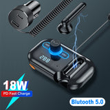 Bluetooth 5.0 Headset FM modulator Transmitter  Car Wireless FM Radio PD18W Fast Charger Hands-free MP3 Music player Receiver