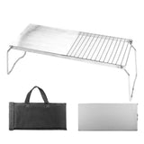 2 in 1 Outdoor Folding Stove Stand Barbecue Grill Camping Table Pot Holder BBQ Net Firewood Bracket For Hiking Picnic BBQ Party