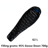 95% White Goose Down Mummy Camping Sleeping Bag Cold Winter Ultralight Baffle Design Camping Splicing