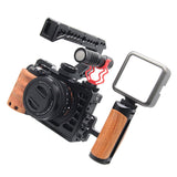 Camera Cage with Wooden Aluminum Alloy DSLR Camera Protective Cage Kit for Sony A7C