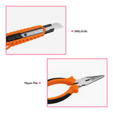 15-Piece Tool Set General Household Hand Tool Kit for Men Women Home Automobile Repair with Plastic Toolbox Storage Case Orange