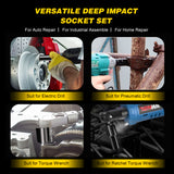 1/2Inch Drive Hex Impact Socket Set 10-Piece Deep Socket Metric Sizes 10-24mm Carbon Steel with Hard Storage Box