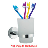 Square Toothpaster Toothbrush Holder Wall Mounted Hotel Bathroom Stainless Steel Home Accessories Organizer Glass Cup Round