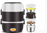 220V Mini Electric Rice Cooker Stainless Steel 2/3 Layers Steamer Portable Meal Thermal Heating Lunch Box Food Container Warmer
