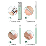 16pcs Manicure Tool Kit Portable Nail Clippers Set with Ear Spoon  Nail File Trimmer Eyebrow Scissors Dead Skin Removal Tool