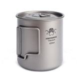 420ml Titanium Cup Camping Water Mug with Foldable Handles Lightweight Water Cup for Backpacking Camping Fishing