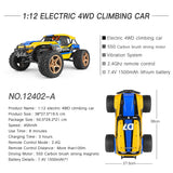 12402-A D7 1/12 RC Car 2.4G 4WD Car cochecito Crawler 550 Motor 45 Km/h coche todoterreno de alta velocidad coche de escalada