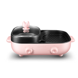 220V Household Electric Hotpot Cooker Multi Cooker Non-stick Hot Pot Meat Grill 2 In 1 Frying Pan Fast Heating