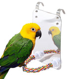 Pet Supplies Parrot Toy Standing Accessories Parakeet Cockatoo For Cage Chew Bird Mirror Budgie Hanging With Rope Perch Conure