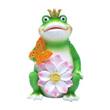 Desktop Bedroom Crafts Outdoor Art Resin Frog Shape DIY Solar Garden Statue Lotus Flower With LED Light Backyard Home Decor