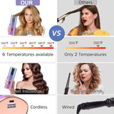 Rechargeable Automatic Curling Iron Cordless Auto Hair Curler Ceramic Ionic Hair Curling LCD Display Spin Curling Iron Hair Tool