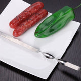 10Pcs Stainless Steel Barbecue Needle Grilling Kebab Flat Skewers BBQ Needle Stick for Outdoor Camping Picnic Cooking Tools