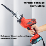 Cordless Reciprocating Saw 21V Adjustable Speed Chainsaw Wood Metal PVC Pipe Cutting Reciprocating Saw Power Tool with Saw Blade
